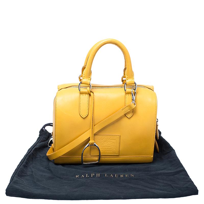 Ralph Lauren Yellow Leather Stirrup Boston Bag 4