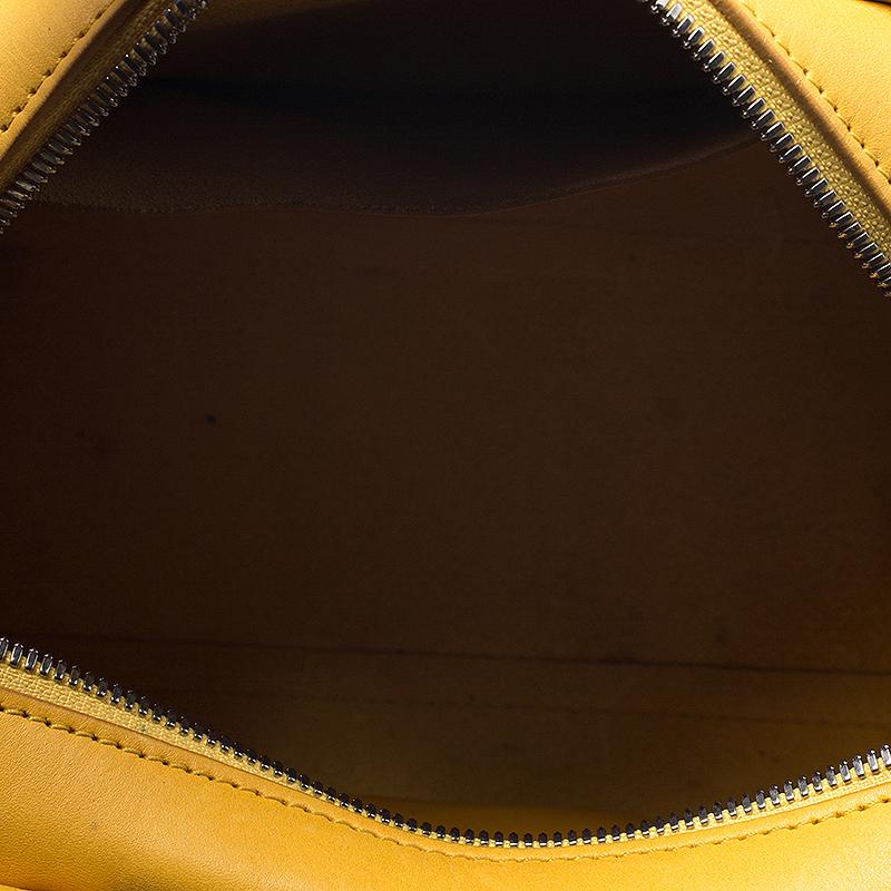 Ralph Lauren Yellow Leather Stirrup Boston Bag In Good Condition In Dubai, Al Qouz 2