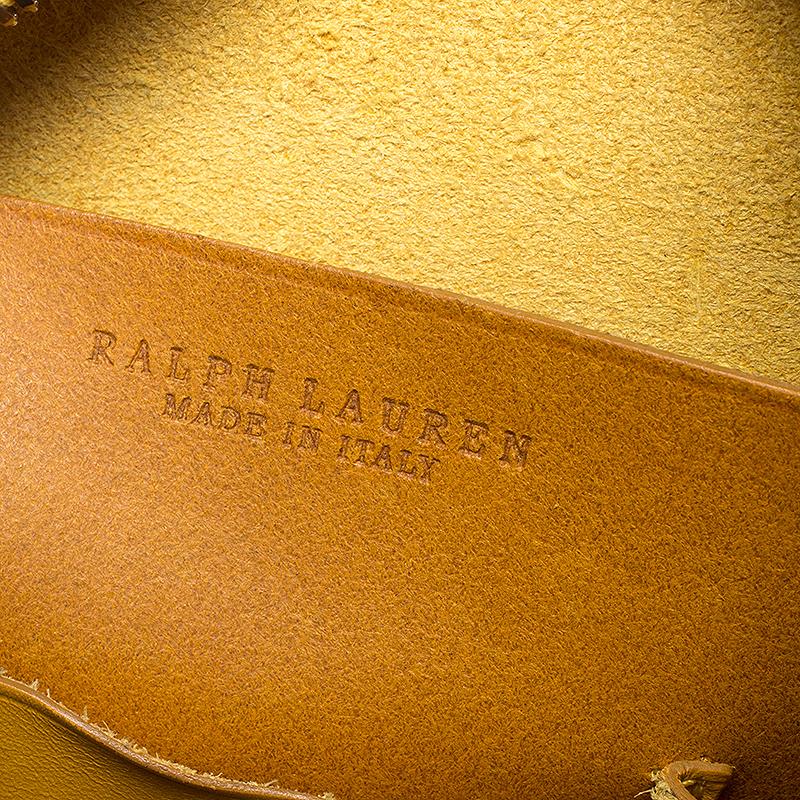 Women's Ralph Lauren Yellow Leather Stirrup Boston Bag