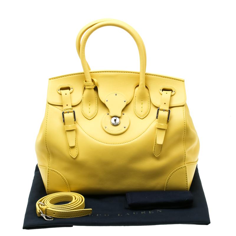 Ralph Lauren Yellow Soft Leather Ricky 33 Tote 5