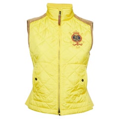 Ralph Lauren Yellow Suede Trim Synthetic Quilted Vest S