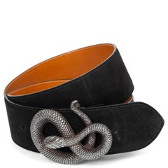 RALPH LAURENT black suede SNAKE BUCKLE WIDE Belt M