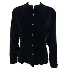 Schwarzes Samt-Top-Bluse von Saint Laurent, Größe 10