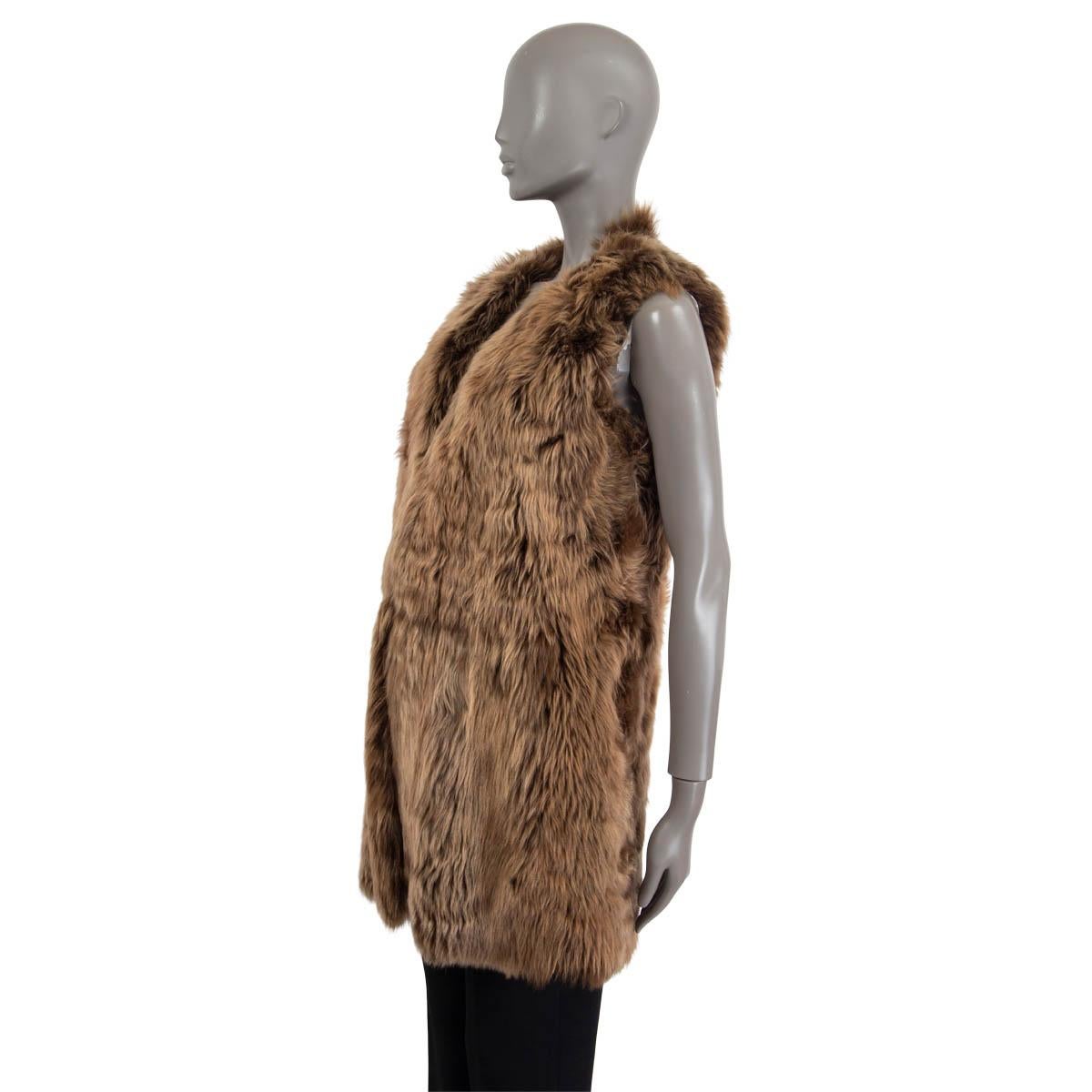 RALPH LAURENT brown LAMB FUR SHEARLING Vest Jacket S In Excellent Condition For Sale In Zürich, CH