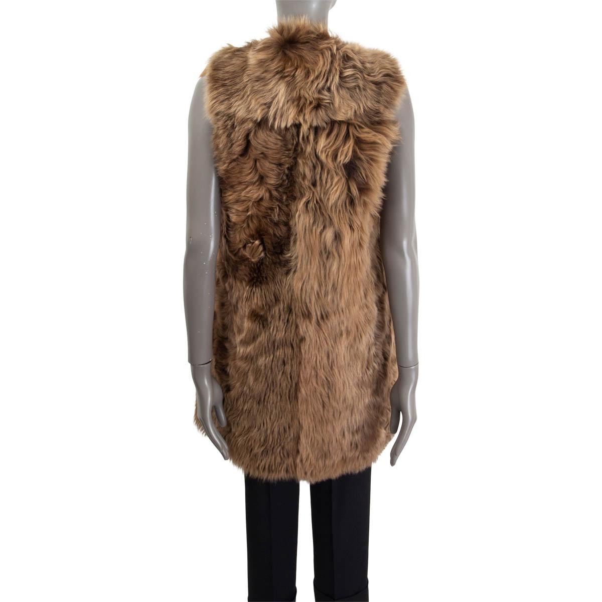 Women's RALPH LAURENT brown LAMB FUR SHEARLING Vest Jacket S For Sale