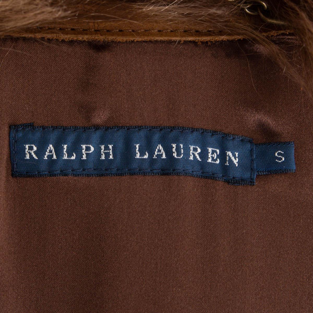 RALPH LAURENT brown LAMB FUR SHEARLING Vest Jacket S For Sale 2