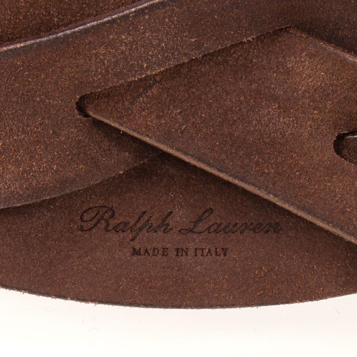 RALPH LAURENT dark brown leather Braided HORN Belt One Size In Excellent Condition In Zürich, CH