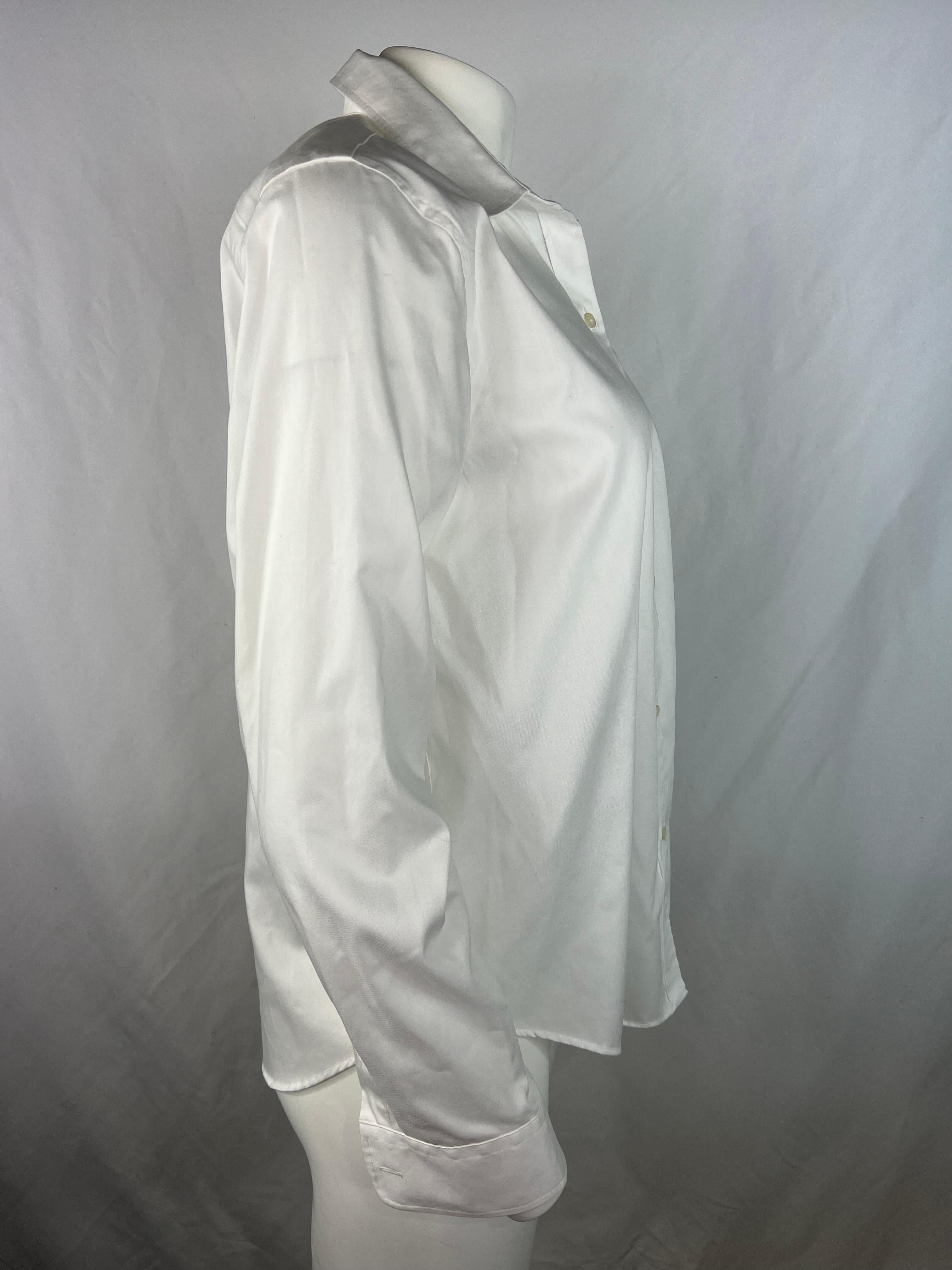 Chemisier boutonné en coton blanc Ralph Laurent, Taille Large  Excellent état - En vente à Beverly Hills, CA