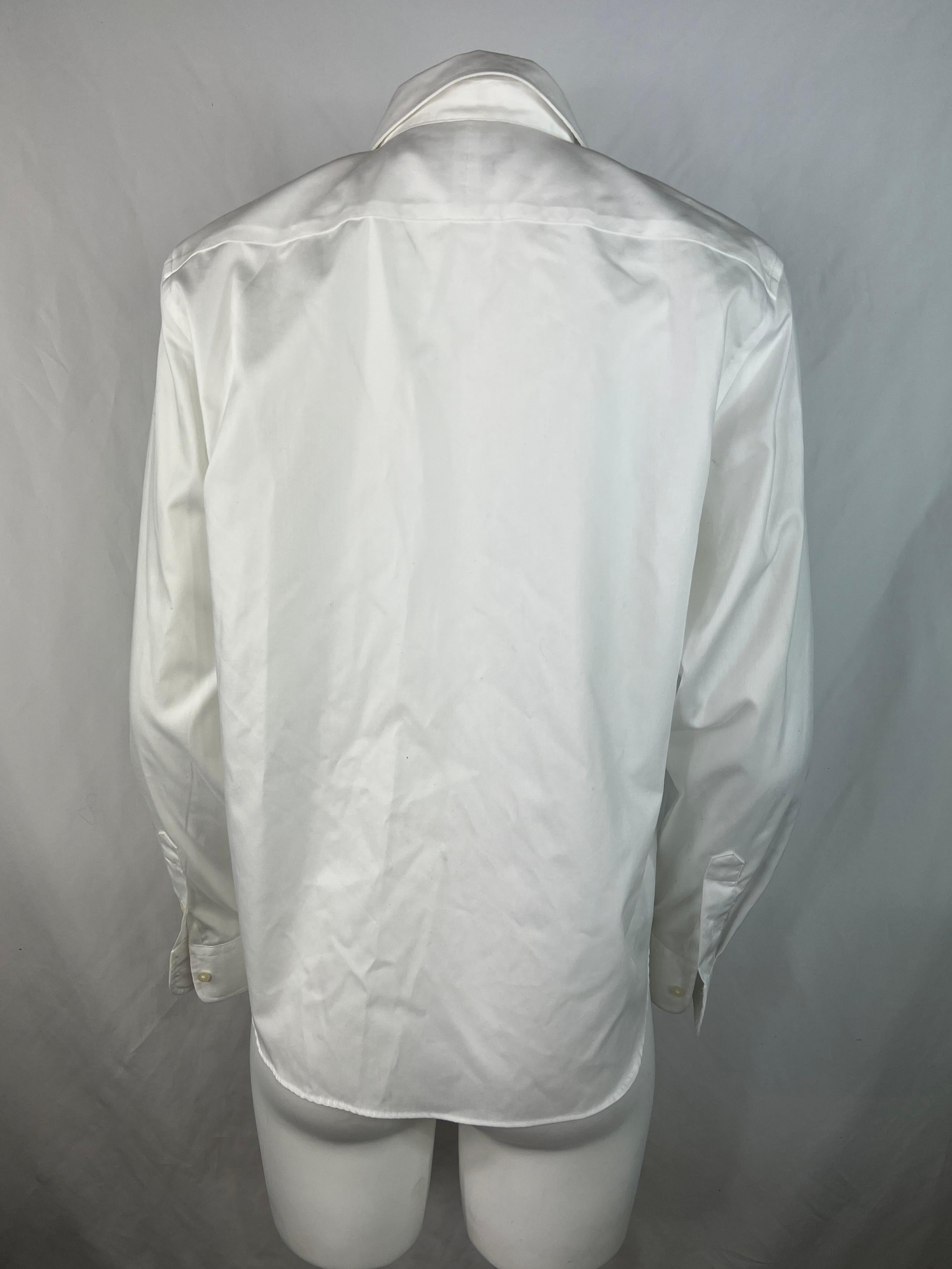 Gray Ralph Laurent White Cotton Button Down Shirt Blouse, Size Large  For Sale