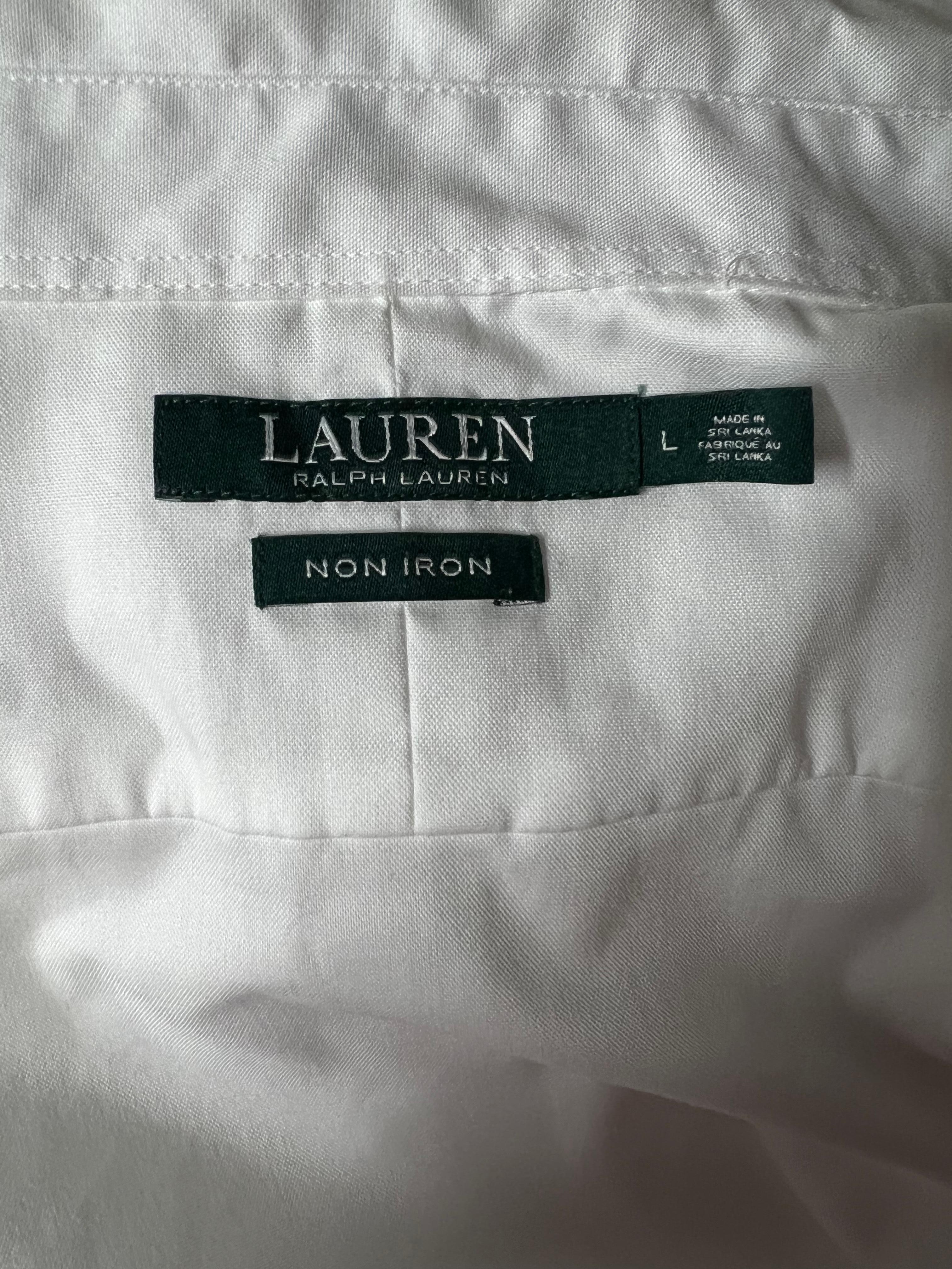 Women's Ralph Laurent White Cotton Button Down Shirt Blouse, Size Large  For Sale