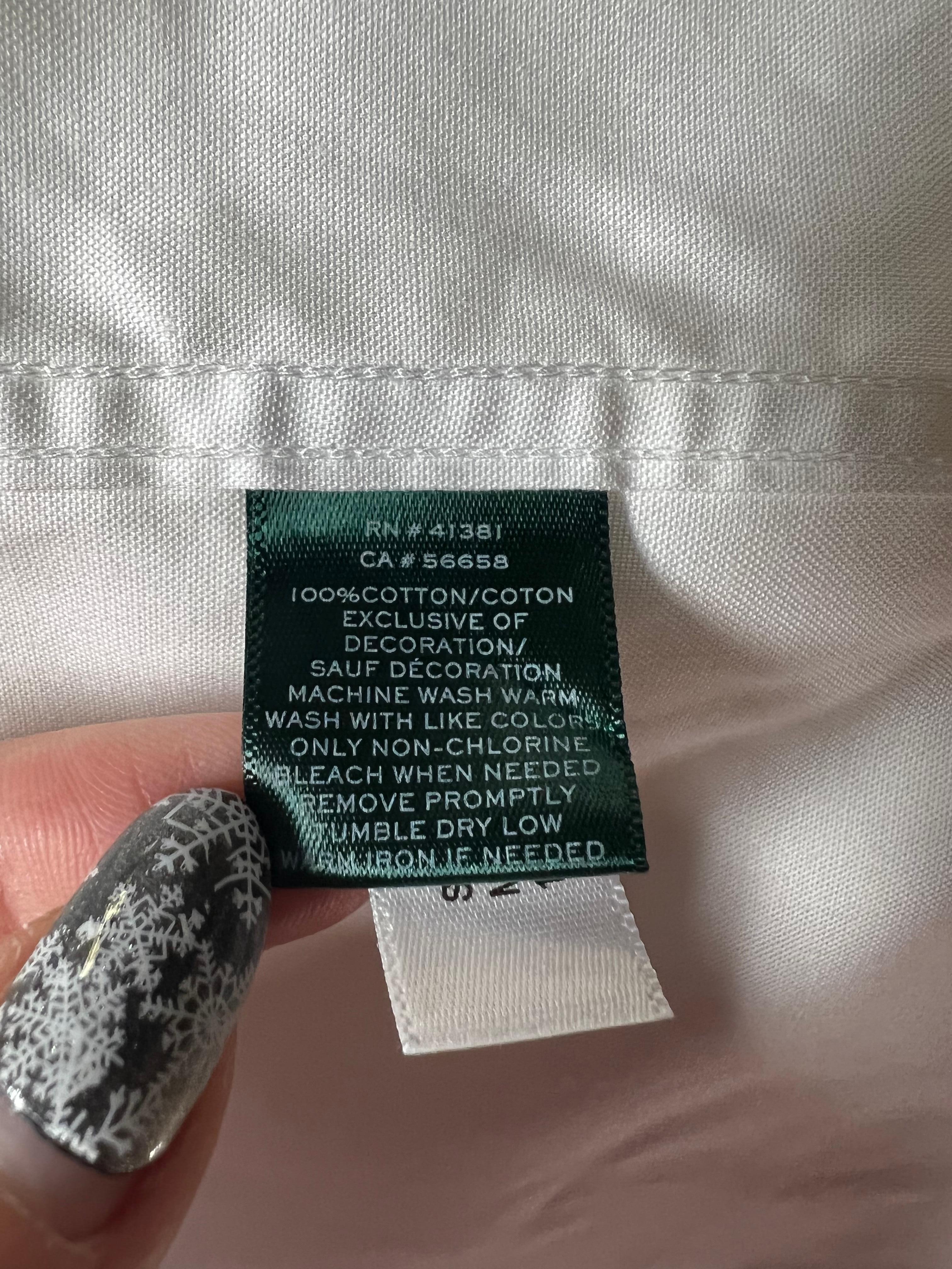 Ralph Laurent White Cotton Button Down Shirt Blouse, Size Large  For Sale 1