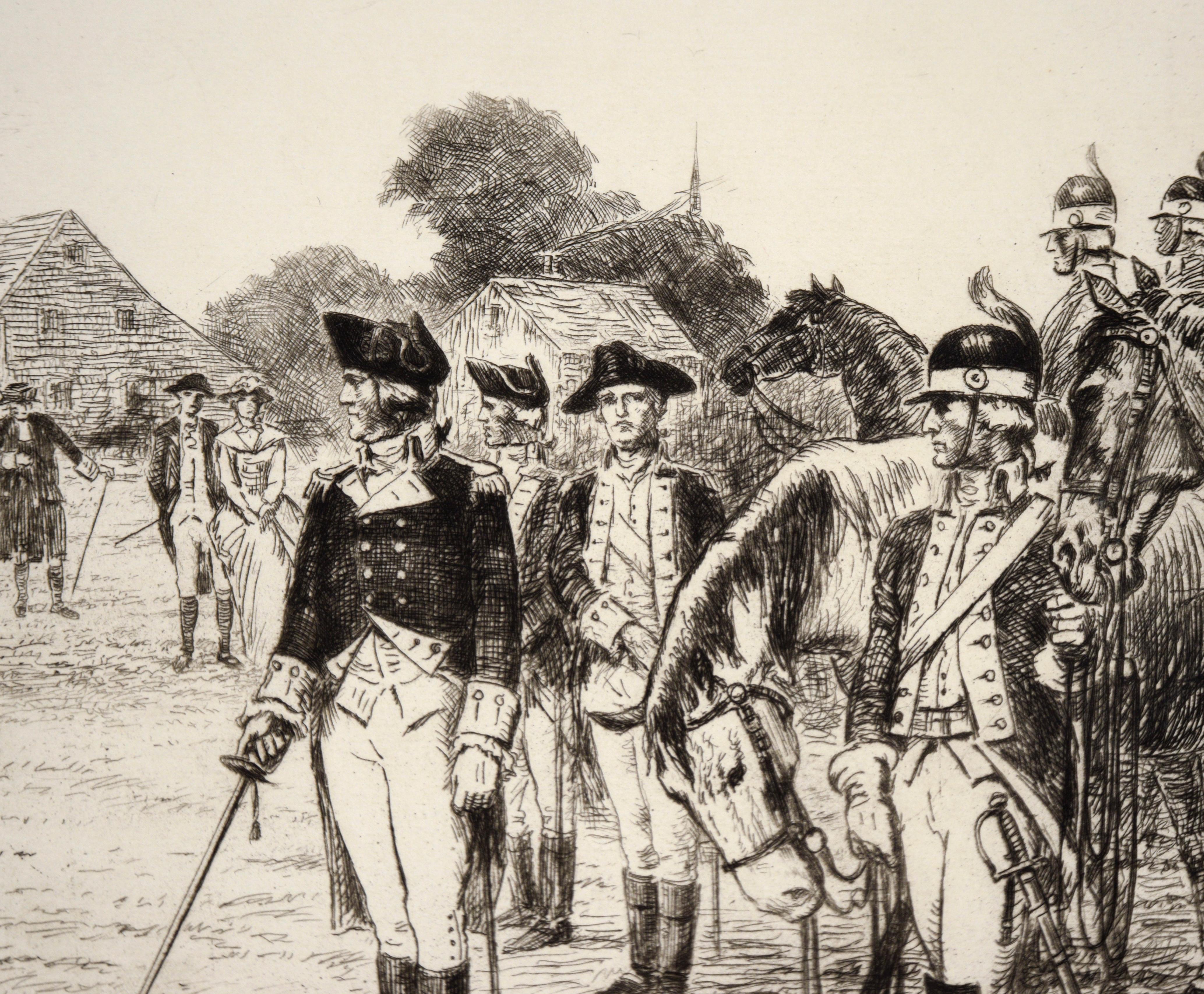 Washington asume el mando - Aguafuerte sobre papel - Figurative Print Negro de Ralph Ludwig Boyer