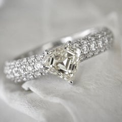 Ralph Masri 1.17ct Diamond 18kt White Gold Modernist Pavé Solitaire