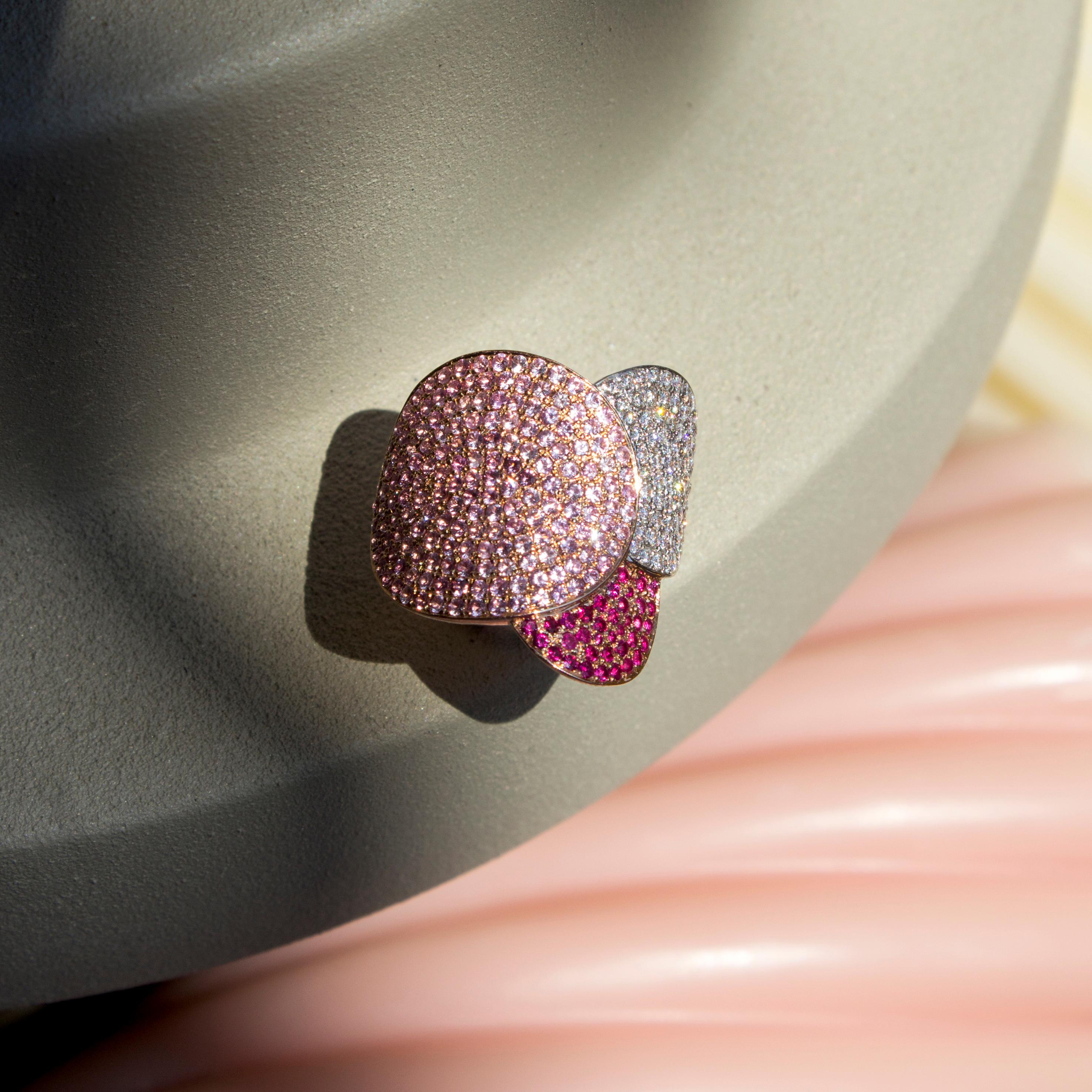 For Sale:  Ralph Masri 1919 Diamond Ruby Pink Sapphire Cocktail Ring 2