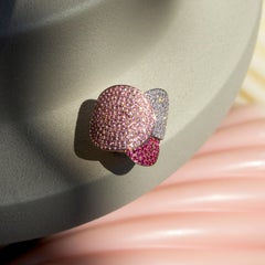Ralph Masri 1919 Diamant-Cocktailring mit Rubin und rosa Saphir