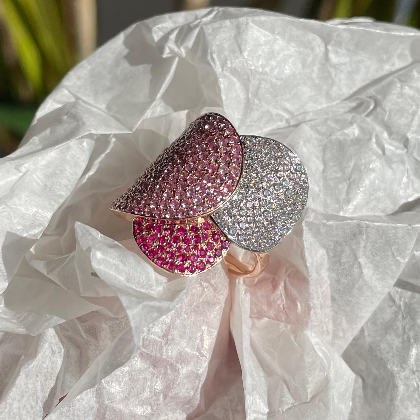 For Sale:  Ralph Masri 1919 Diamond Ruby Pink Sapphire Cocktail Ring 4