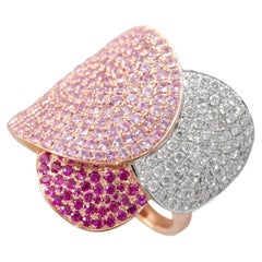 Ralph Masri 1919 Diamond Ruby Pink Sapphire Cocktail Ring