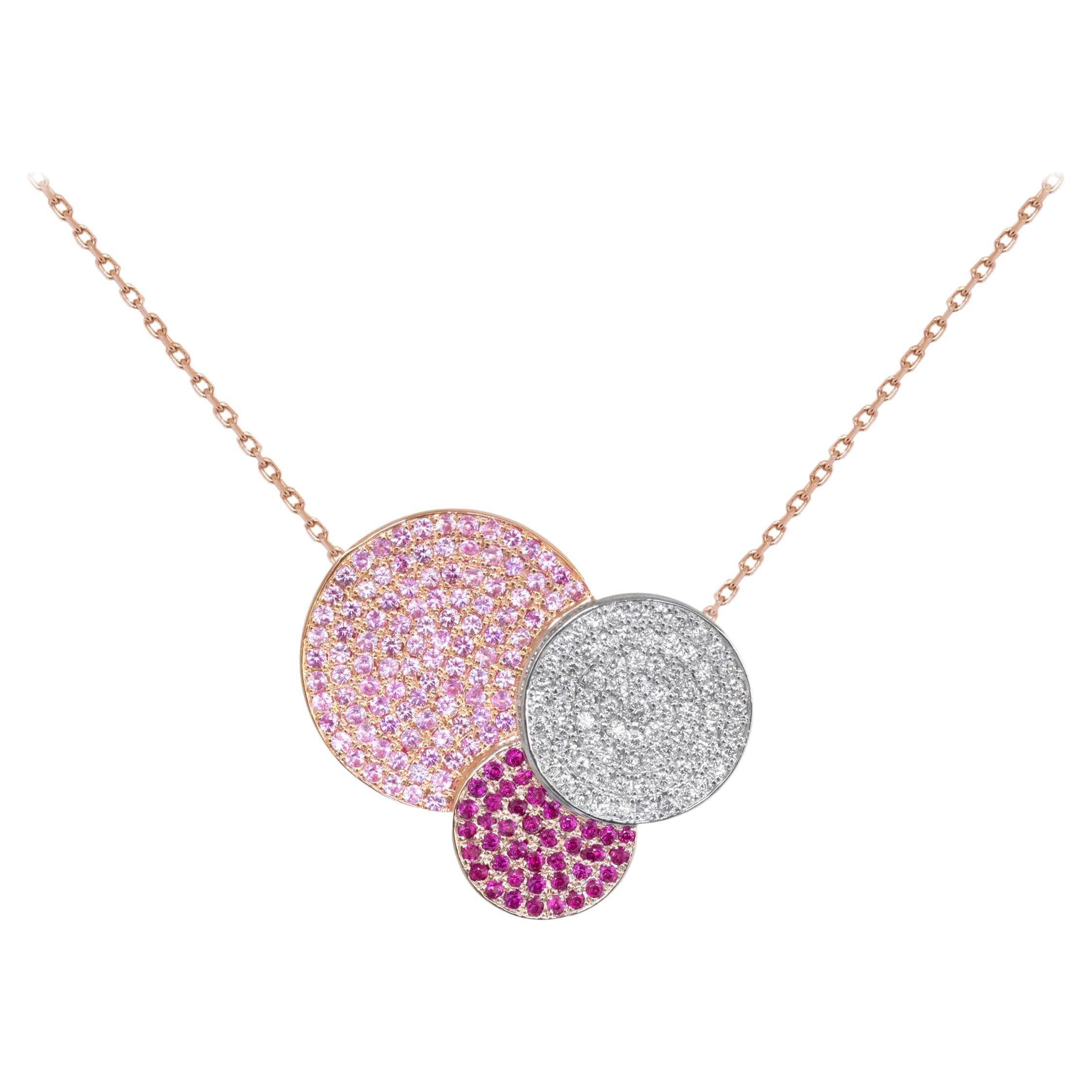 Ralph Masri 1919 Diamond Ruby Pink Sapphire Necklace For Sale