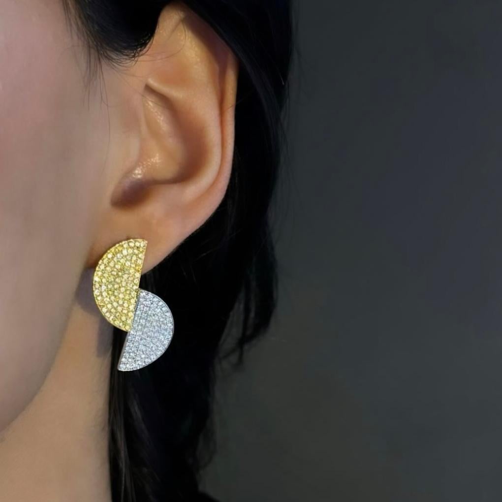 Pendientes Media Luna Zafiro Amarillo Diamante Ralph Masri 1919 Modernista en venta