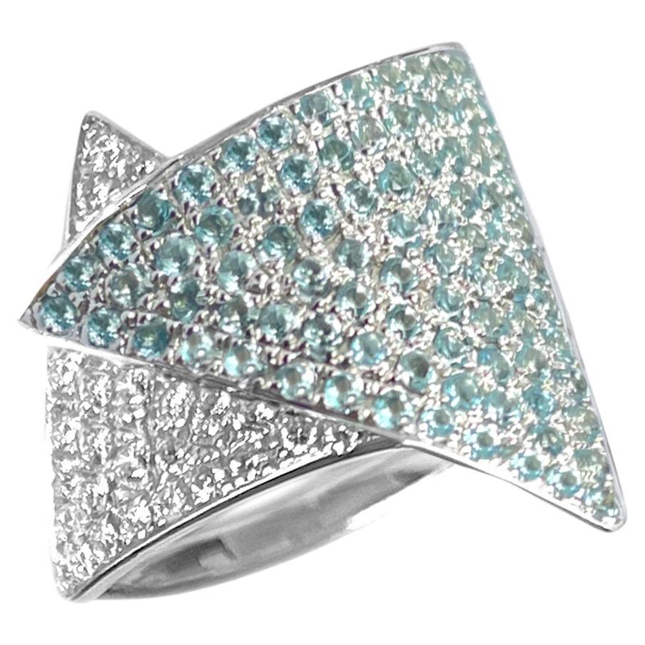For Sale:  Ralph Masri 1919 Triangular Diamond Blue Topaz Ring