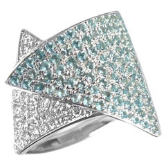 Ralph Masri 1919 Triangular Diamond Blue Topaz Ring