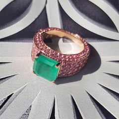 Ralph Masri 4ct Emerald Pink Sapphire Cocktail Ring