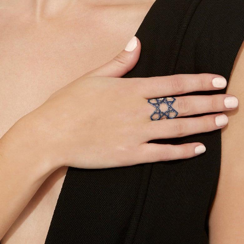 For Sale:  Ralph Masri Arabesque Deco Blue Sapphire Ring 2