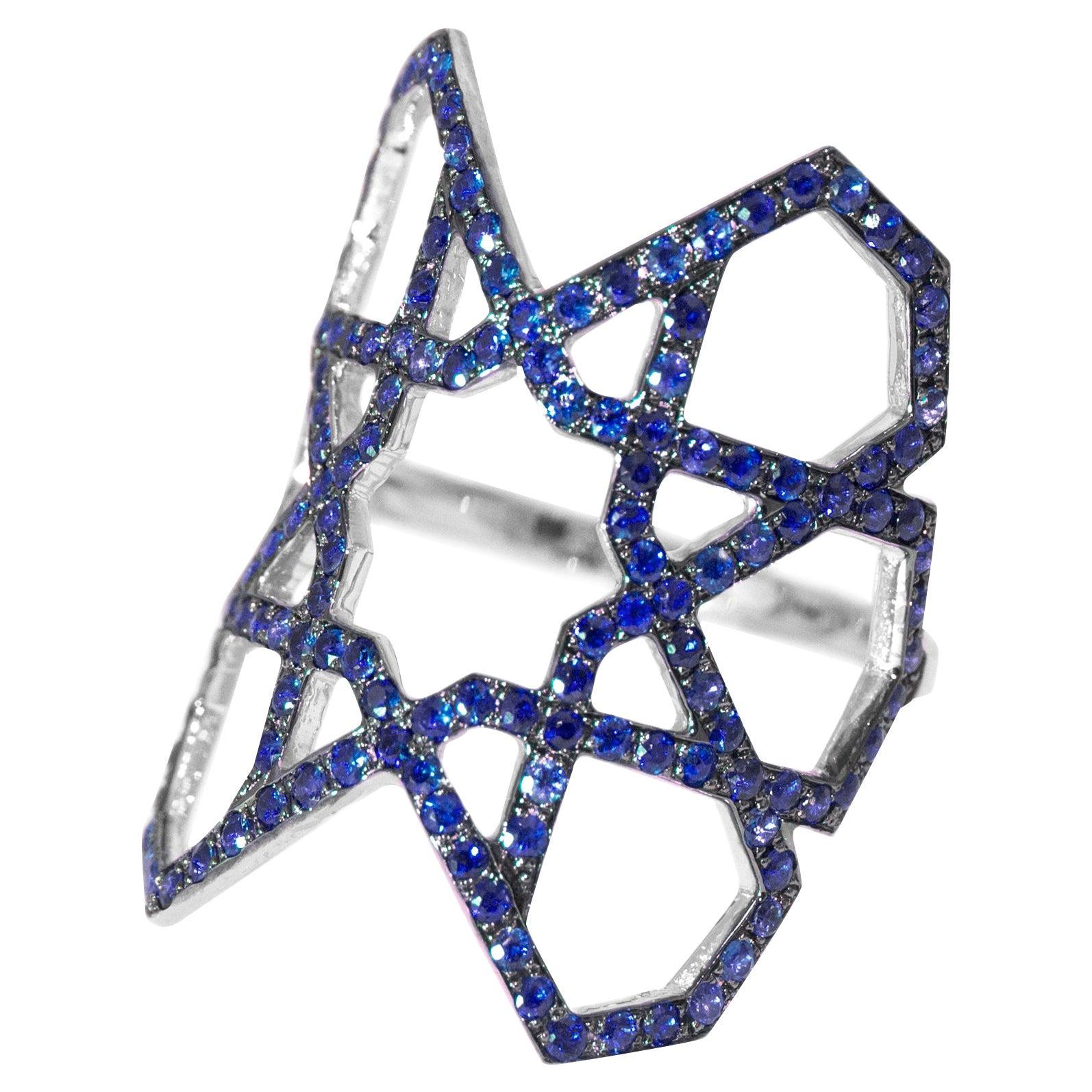 Ralph Masri Arabesque Deco Blue Sapphire Ring