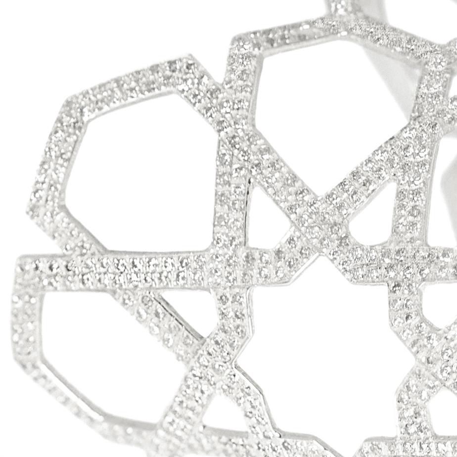 Round Cut Ralph Masri Arabesque Deco Style Diamond Cuff Bracelet For Sale