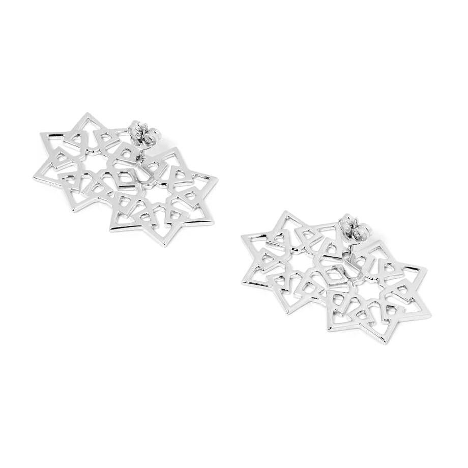 Round Cut Ralph Masri Arabesque Deco Diamond Double Star Earrings For Sale