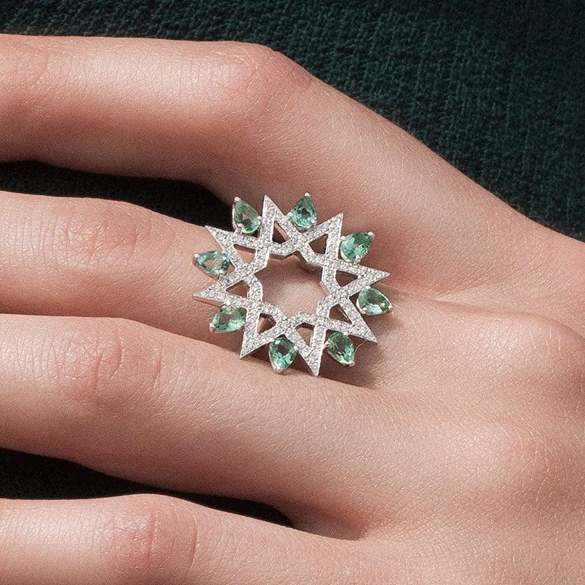 in vendita:  Ralph Masri Anello Stella di Diamante Deco Arabesque 4