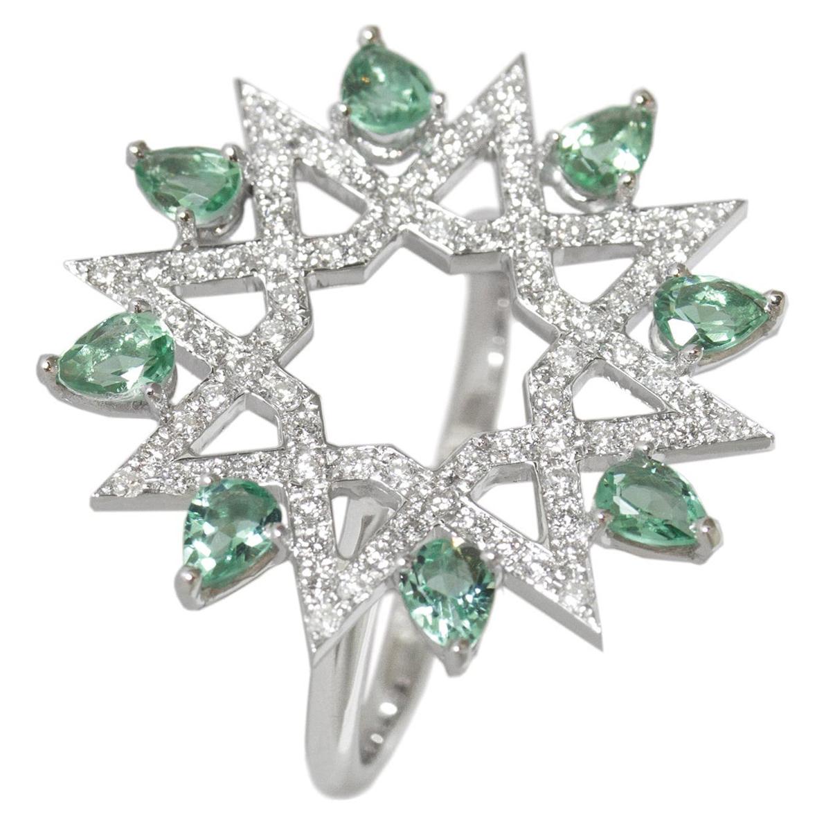 Ralph Masri Arabesque Deco Diamond Star Ring