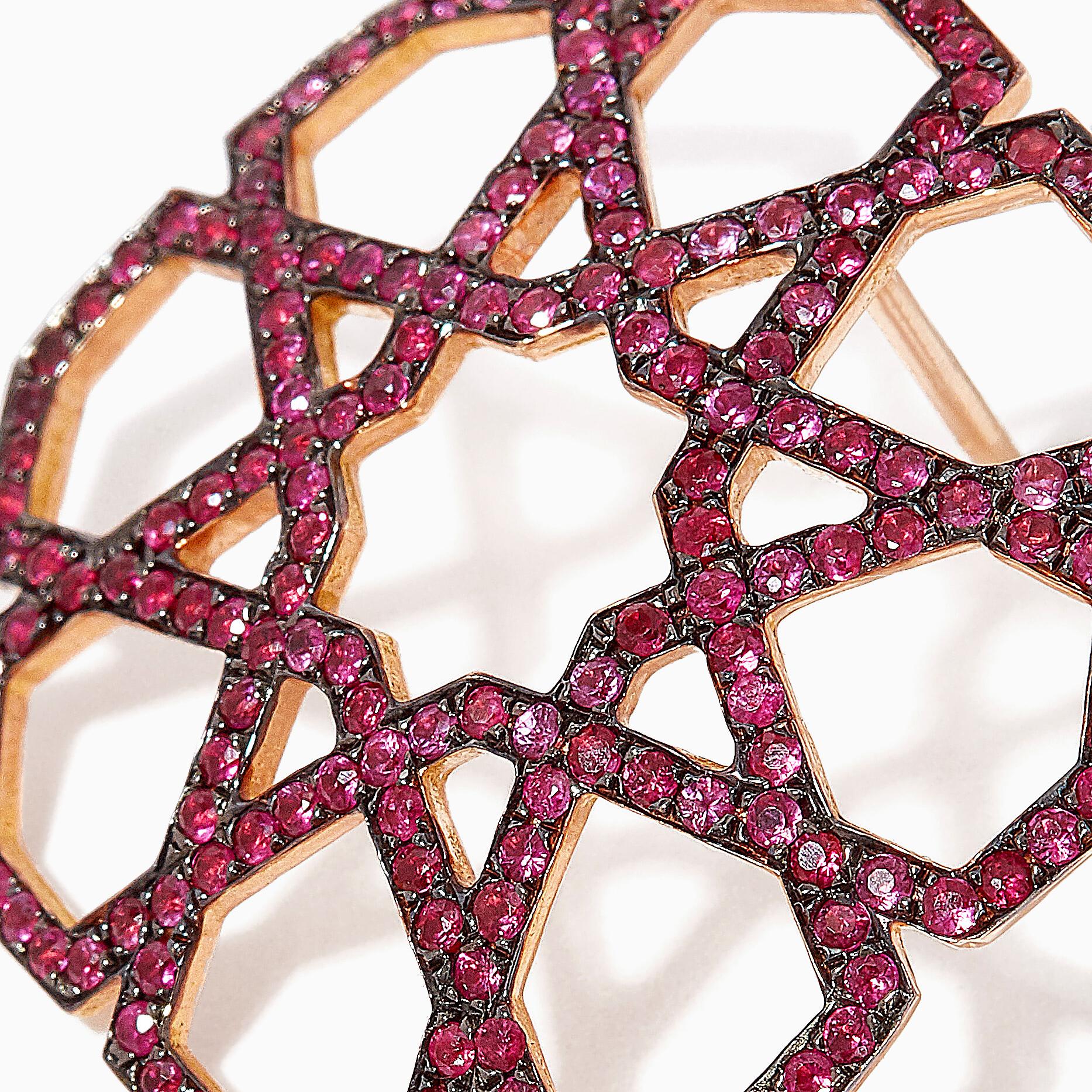 Art Deco Ralph Masri Arabesque Deco Domed Ruby Earrings For Sale