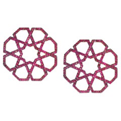 Ralph Masri Arabesque Deco Domed Ruby Earrings