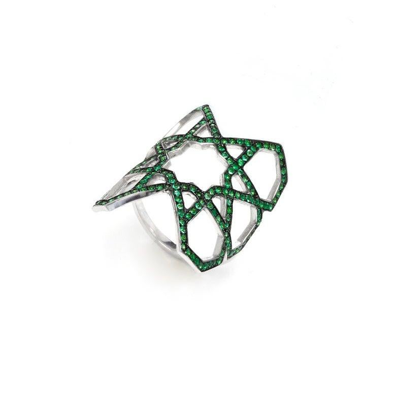 For Sale:  Ralph Masri Arabesque Deco Emerald Ring 3