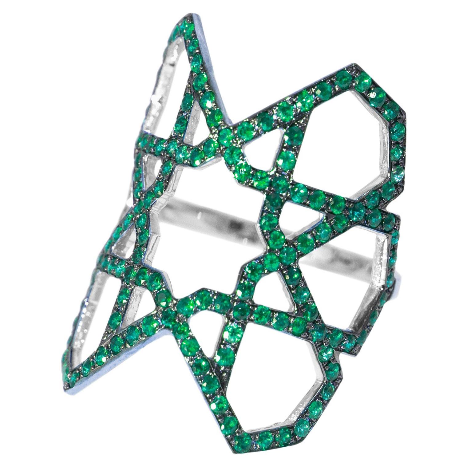 Ralph Masri Arabesque Deco Emerald Ring