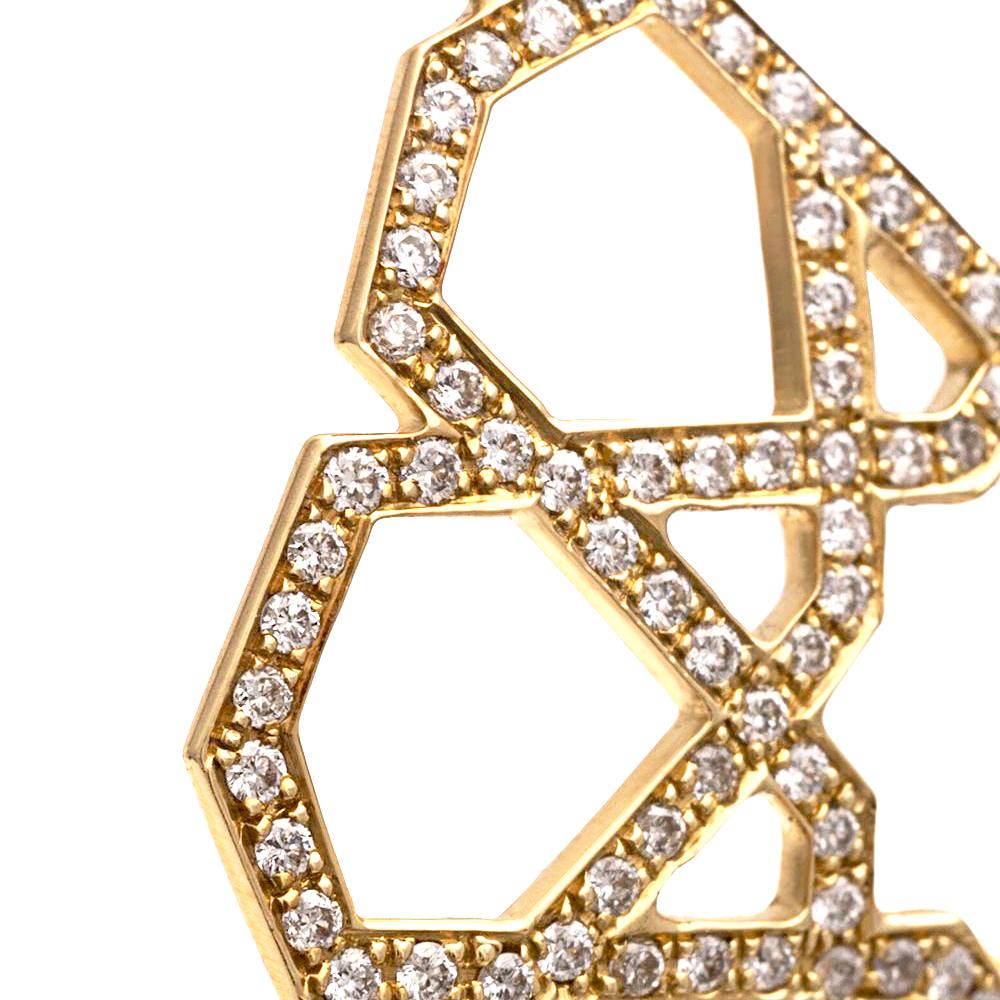 Taille ronde Ralph Masri Arabesque Deco Pendentif en or et diamants en vente