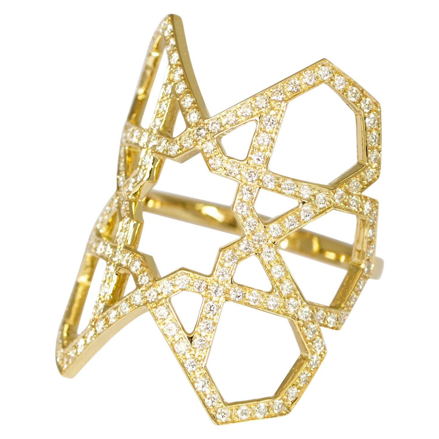 Ralph Masri Arabesque Deco Gold Diamond Ring
