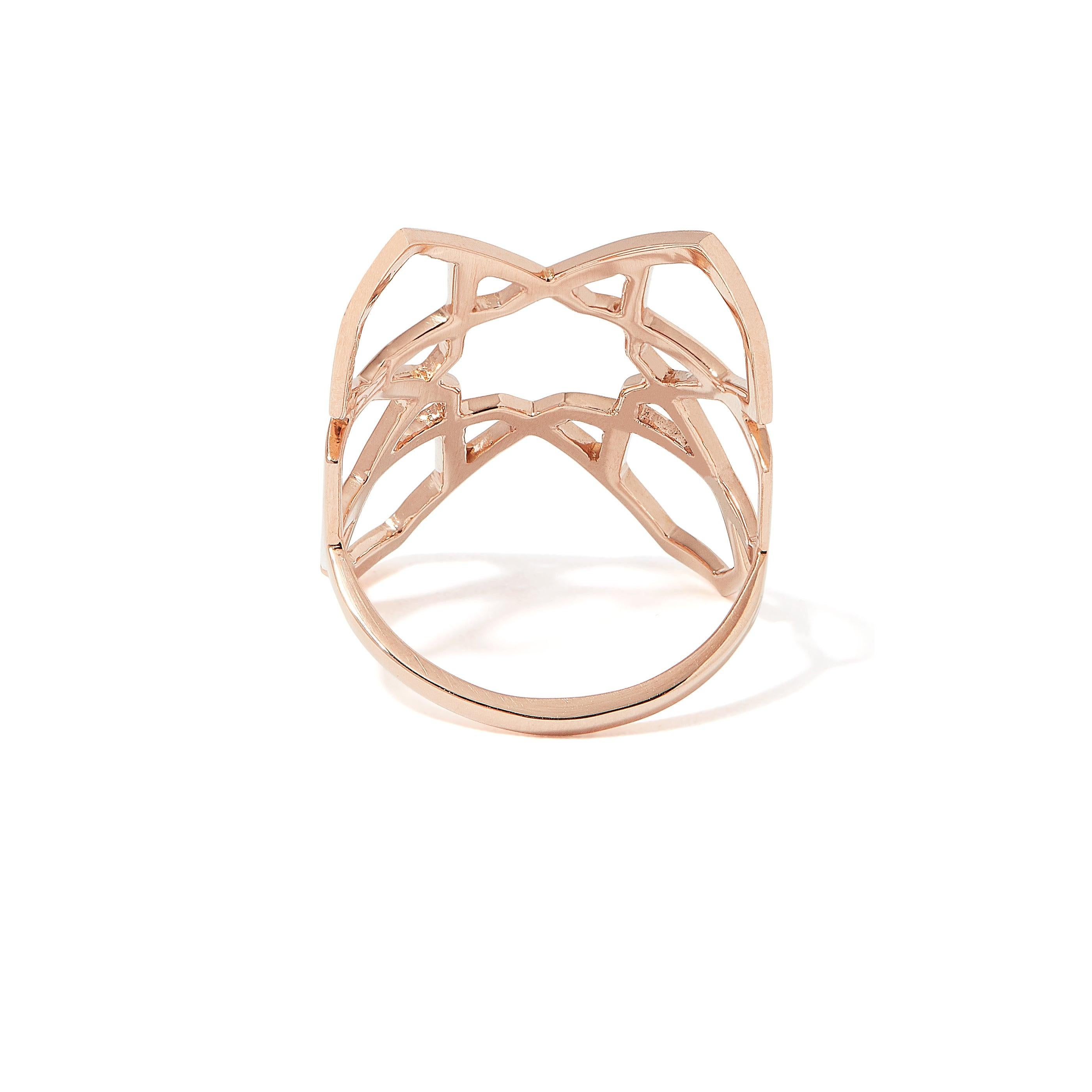 For Sale:  Ralph Masri Arabesque Deco Rose Gold Ruby Ring 3