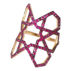 Ralph Masri Arabesque Deco Rose Gold Ruby Ring