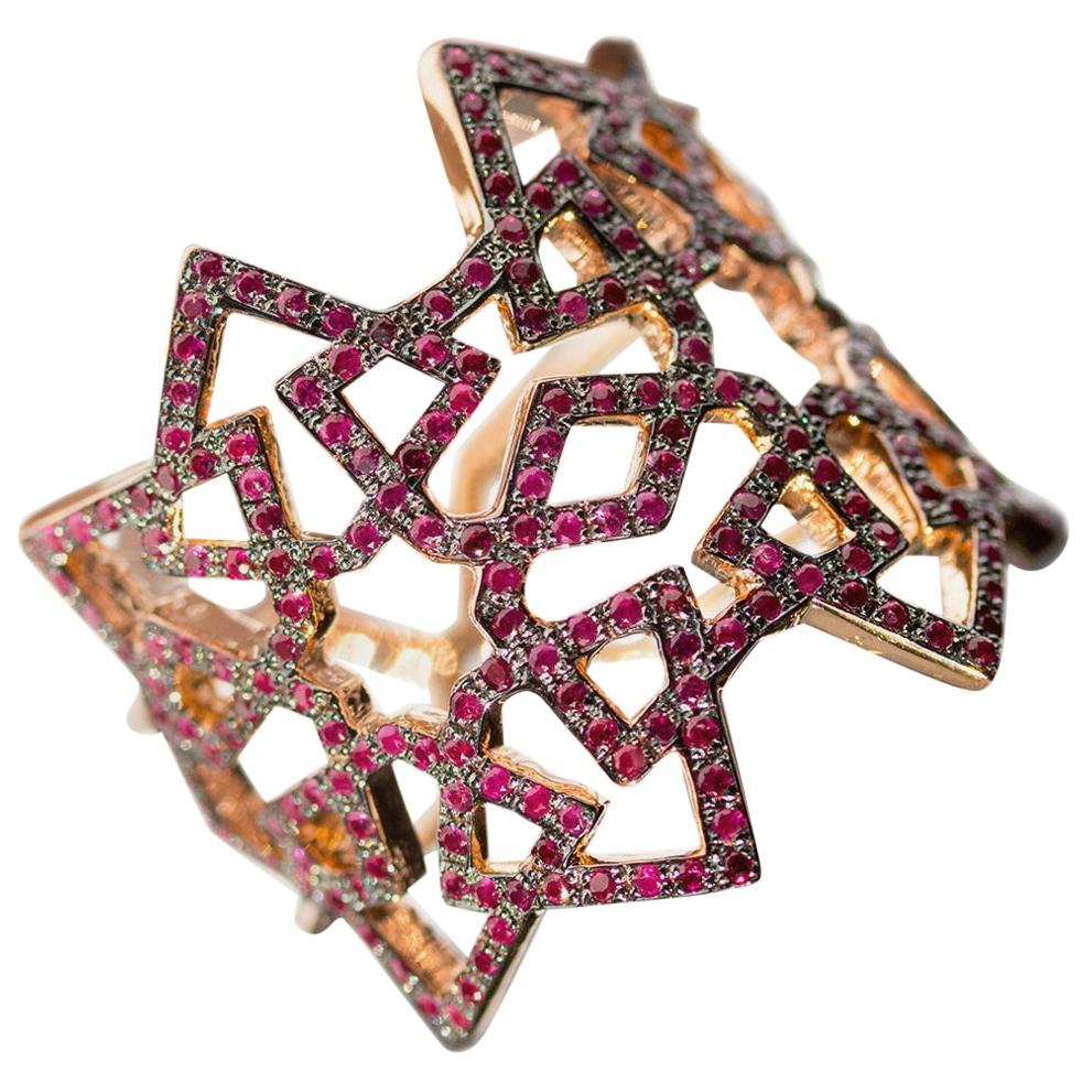 For Sale:  Ralph Masri Arabesque Deco Rose Gold Ruby Ring
