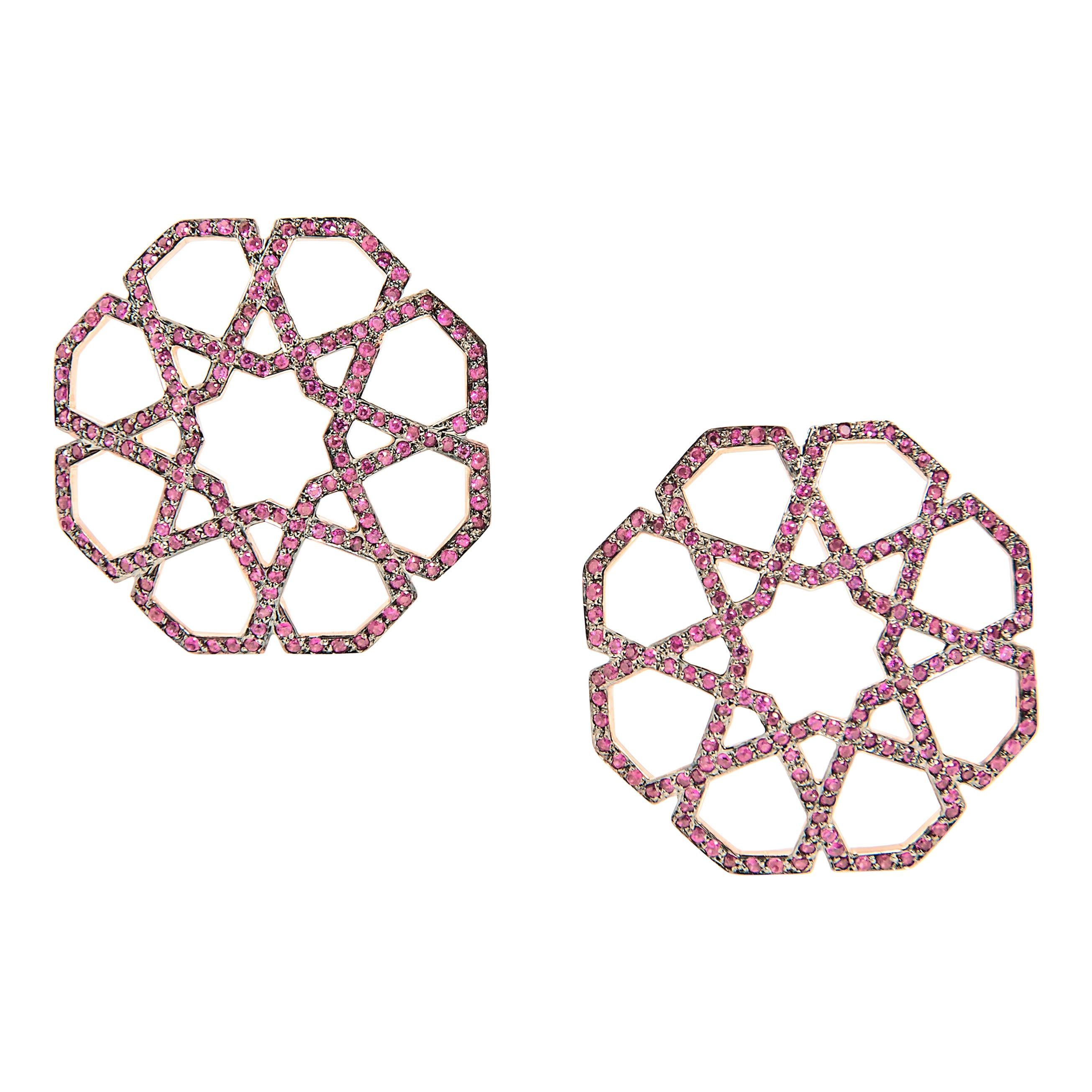 Ralph Masri Arabesque Deco Ruby Earrings