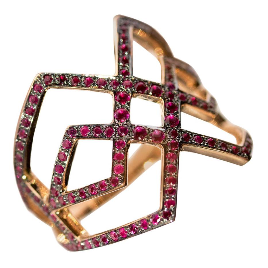For Sale:  Ralph Masri Arabesque Deco Ruby Ring