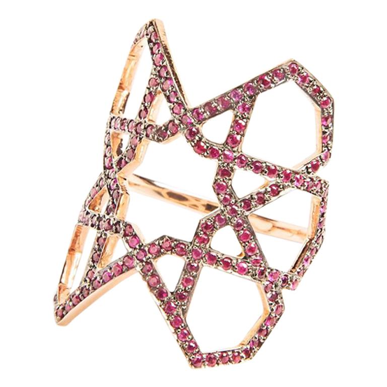 Ralph Masri Arabesque Deco Ruby Ring For Sale