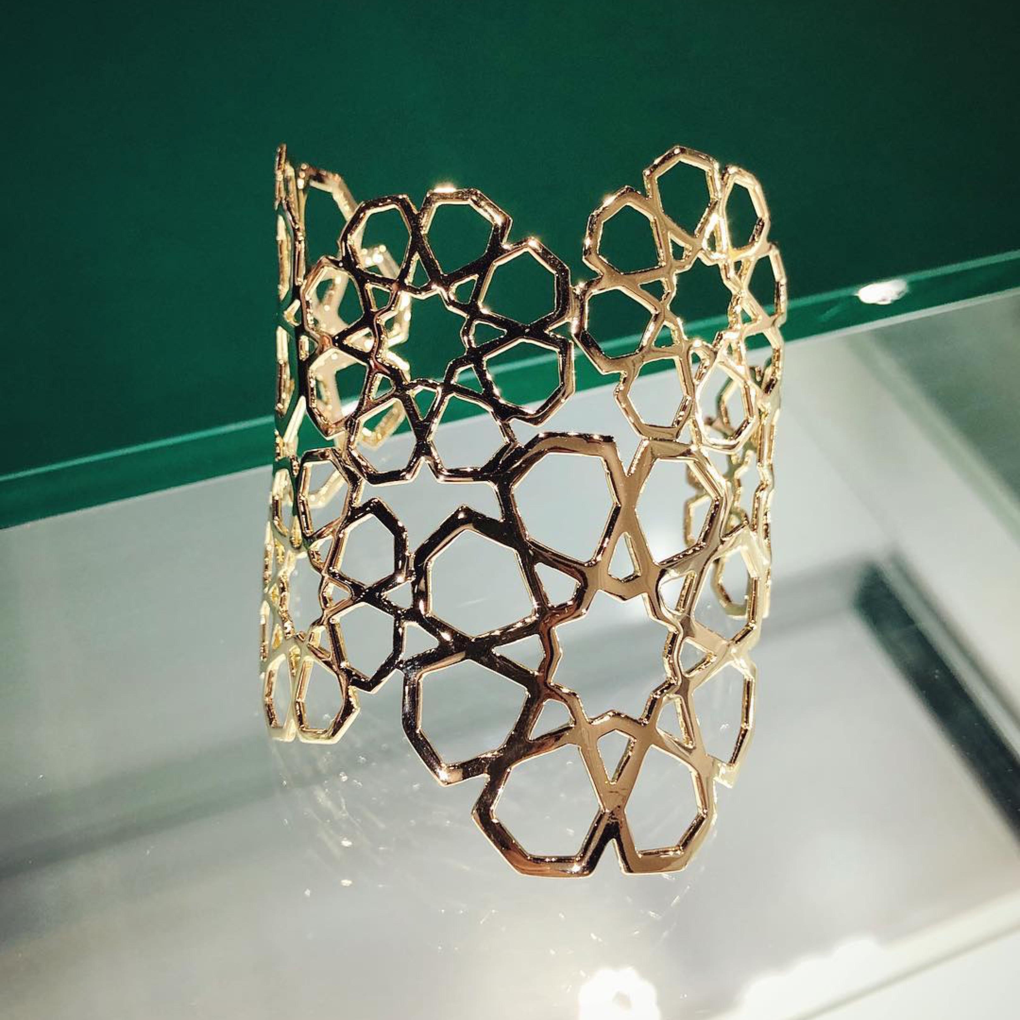 Ralph Masri Arabesque Deco Yellow Gold Cuff For Sale 1