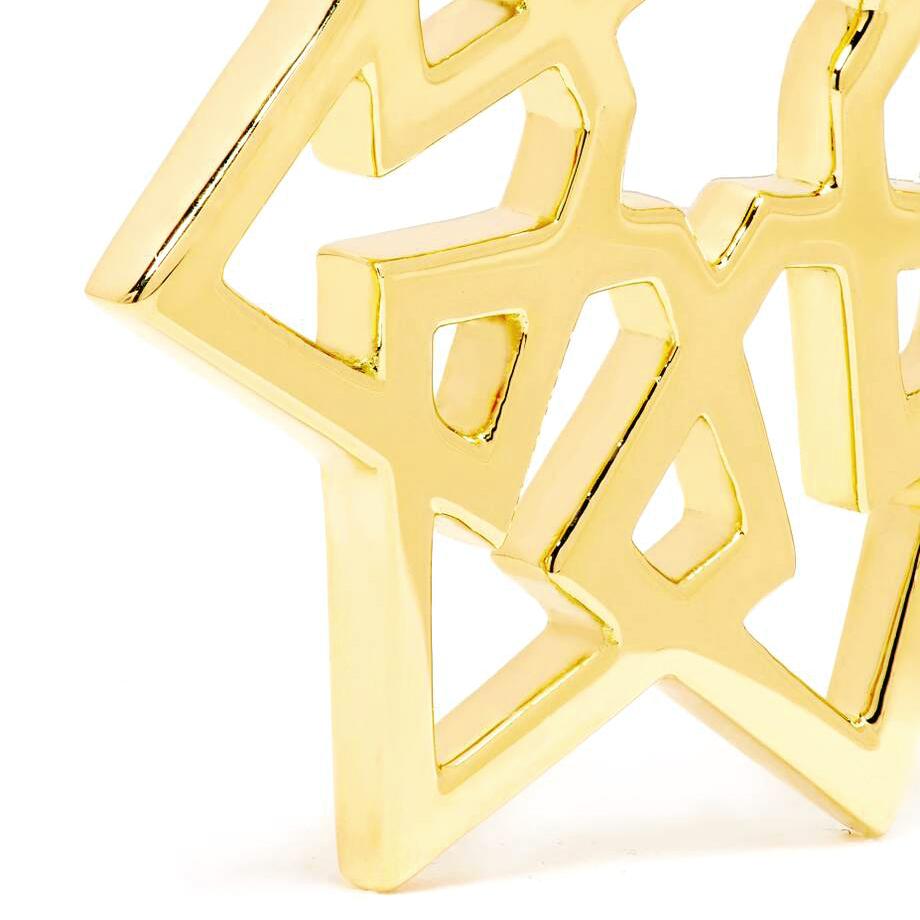 Art Deco Ralph Masri Arabesque Deco Yellow Gold Star Hoops For Sale