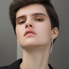 Ralph Masri Arched Modernist Diamond and Sapphire Earrings