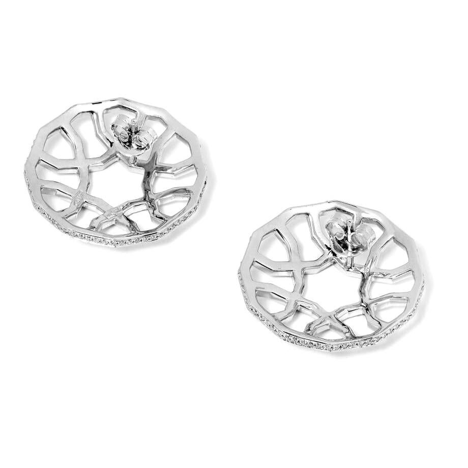 Round Cut Ralph Masri Domed Arabesque Deco Diamond Earrings For Sale