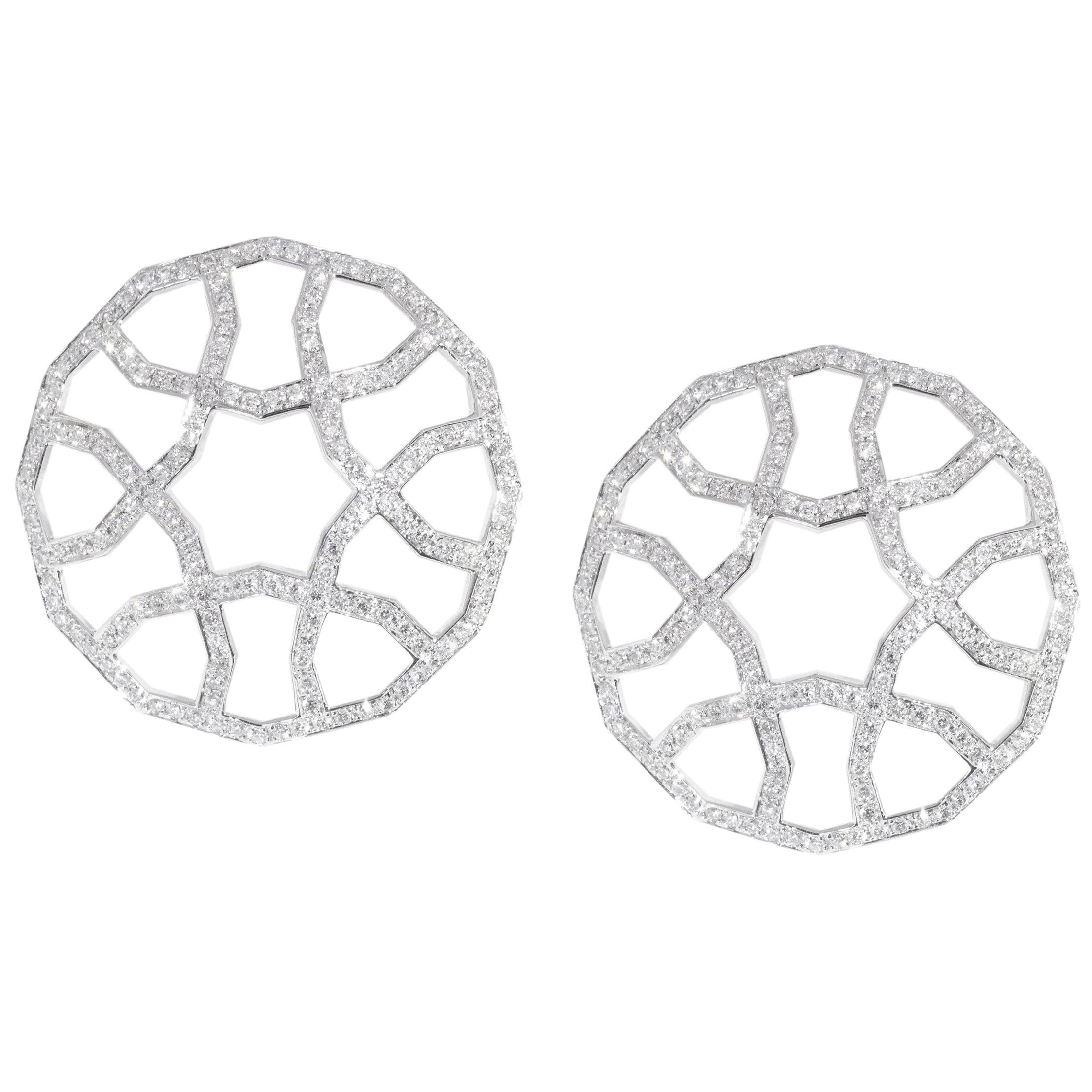 Ralph Masri Domed Arabesque Deco Diamond Earrings