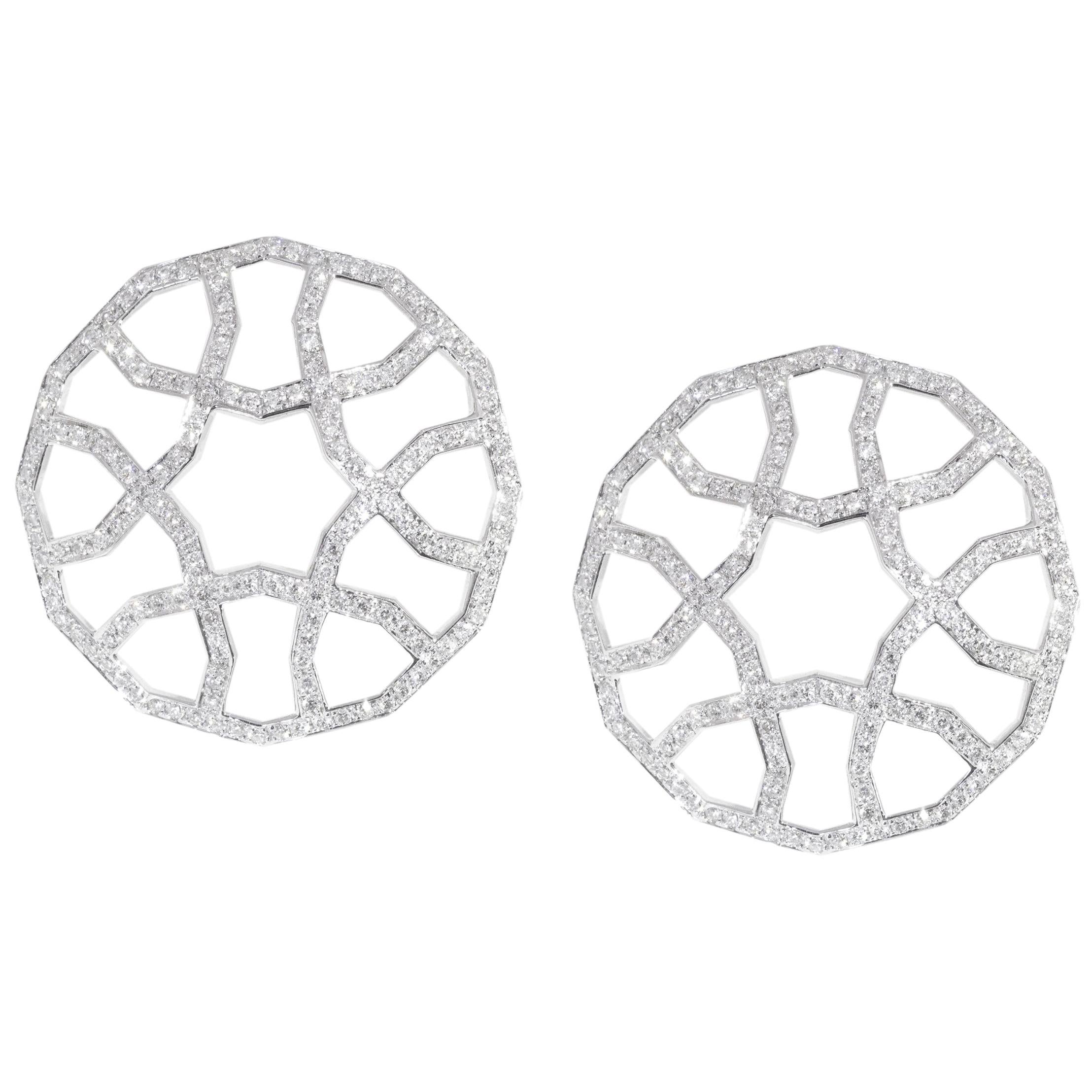 Ralph Masri Domed Arabesque Deco Diamond Earrings For Sale